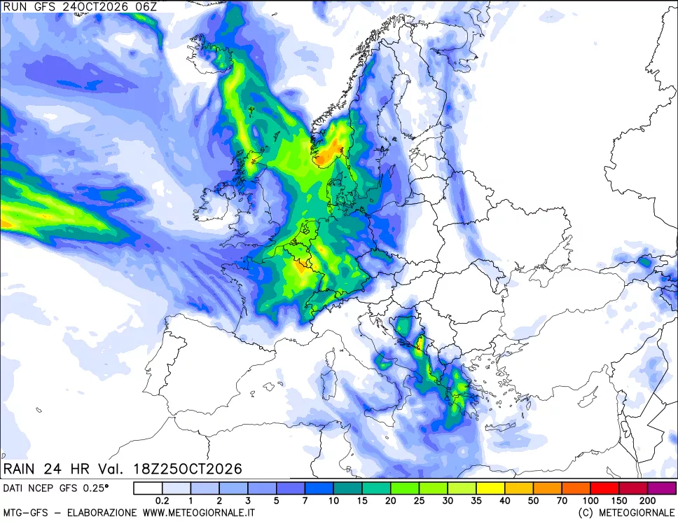 mappa Precipitazioni 24 ore precedenti