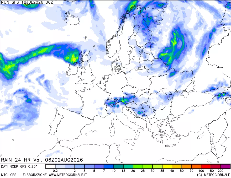 mappa Precipitazioni 24 ore precedenti
