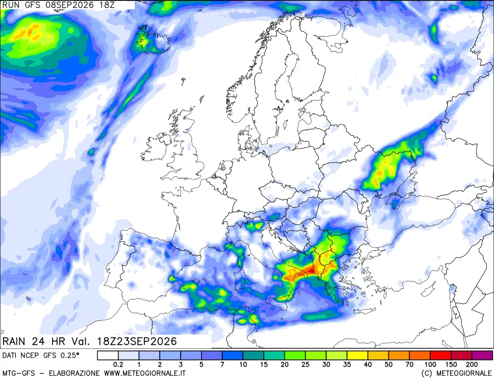 mappa Precipitazioni 24 ore precedenti