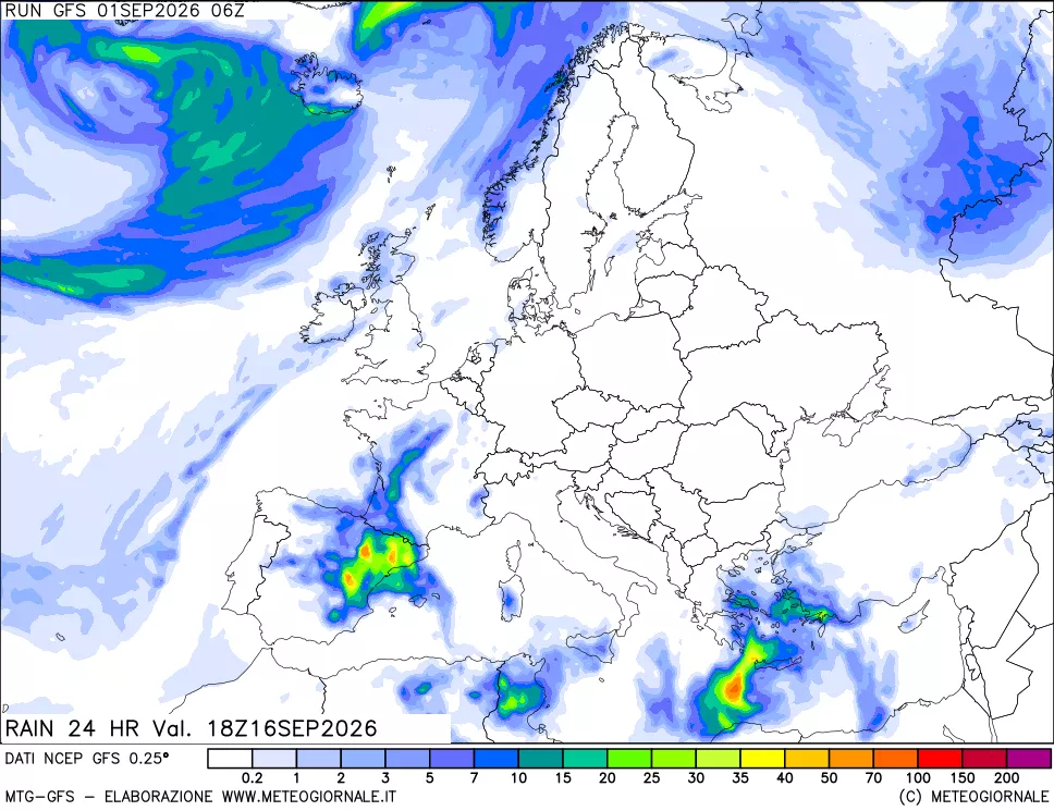 mappa Precipitazioni 24 ore precedenti