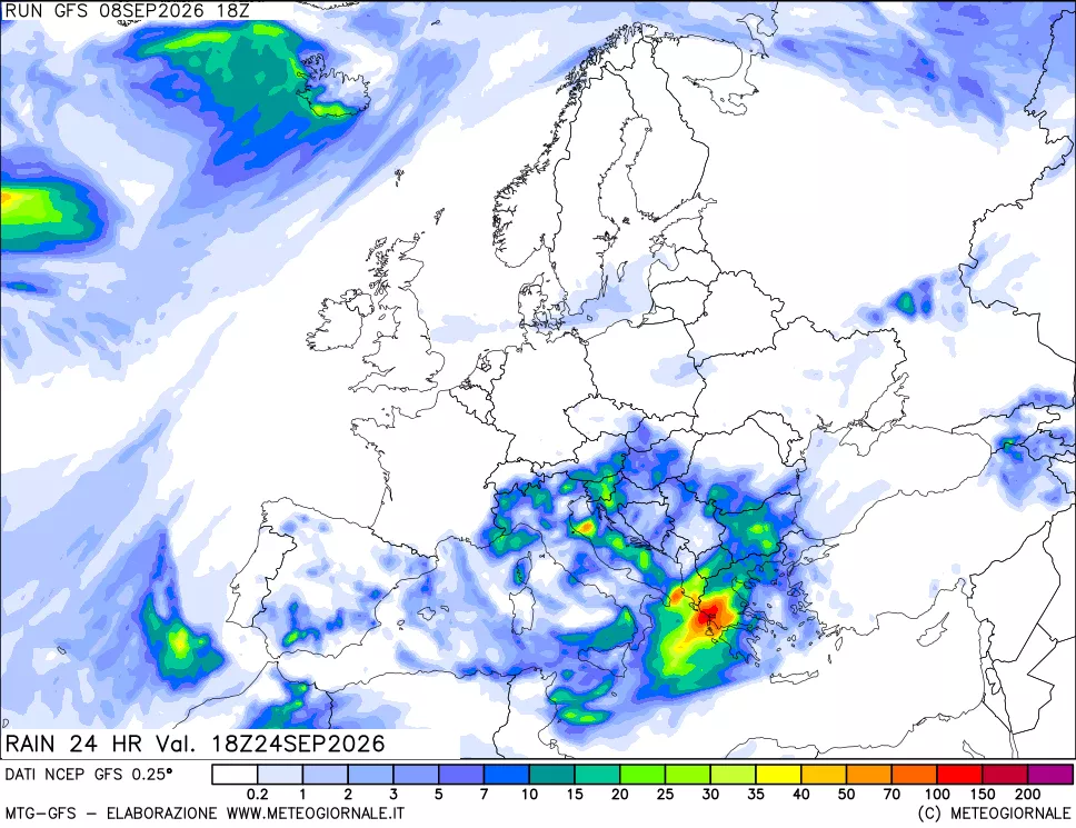 mappa Precipitazioni 24 ore precedenti