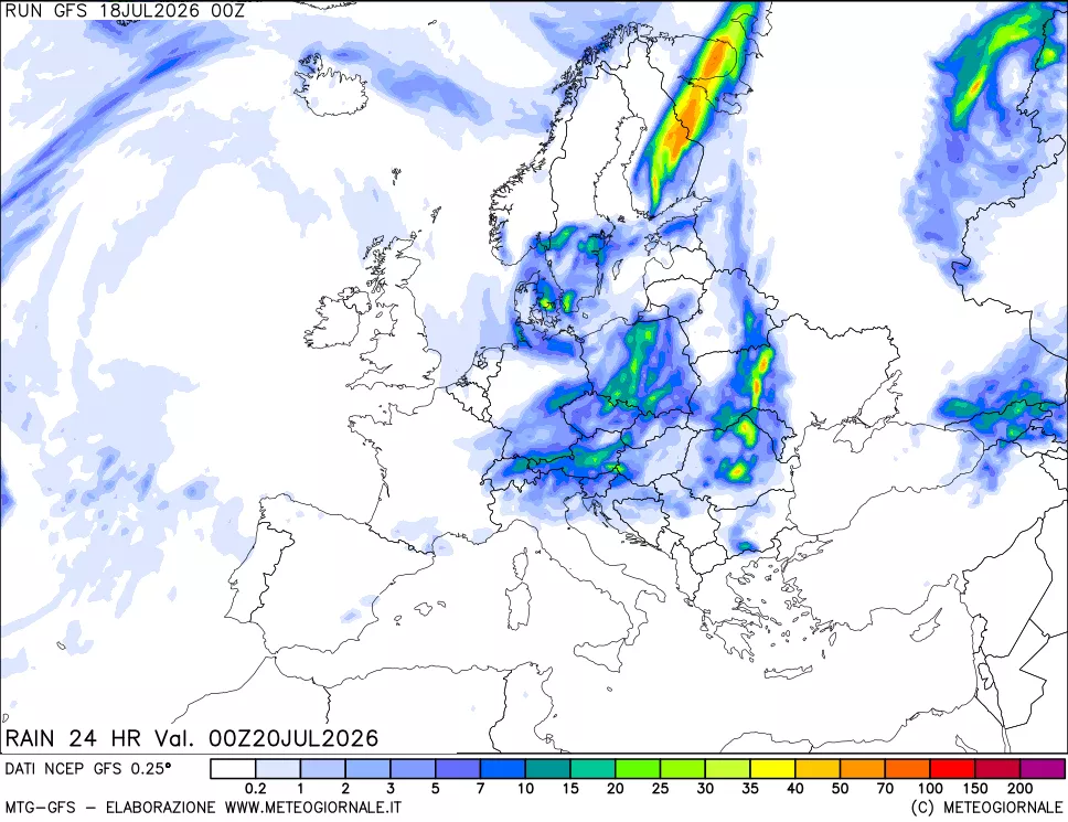 mappa Precipitazioni 24 ore precedenti