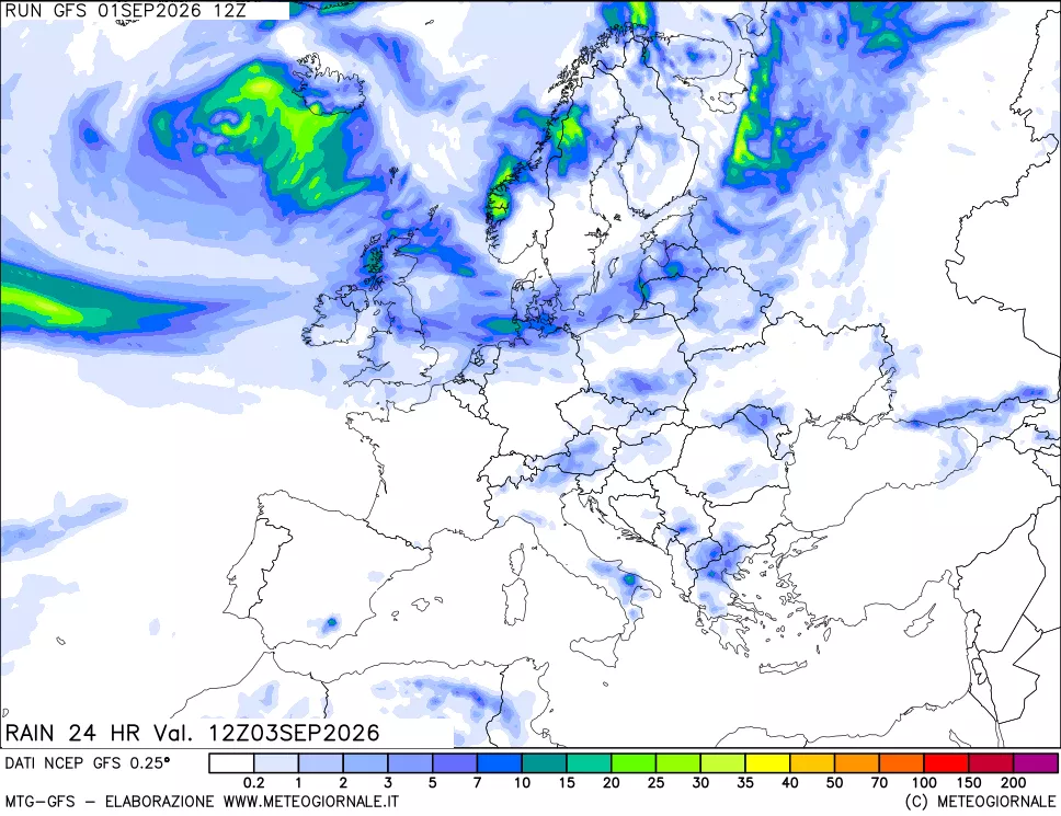 mappa Precipitazioni 24 ore precedenti