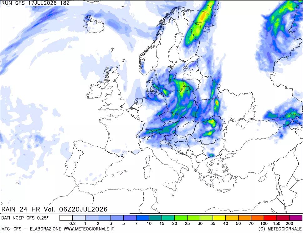 mappa Precipitazioni 24 ore precedenti