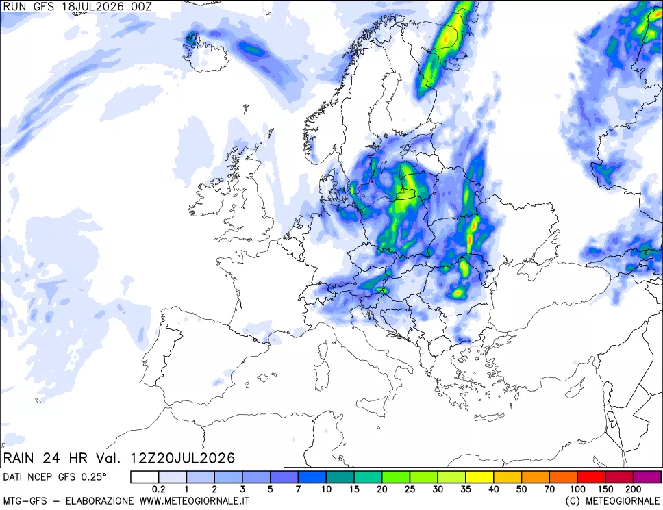 mappa Precipitazioni 24 ore precedenti