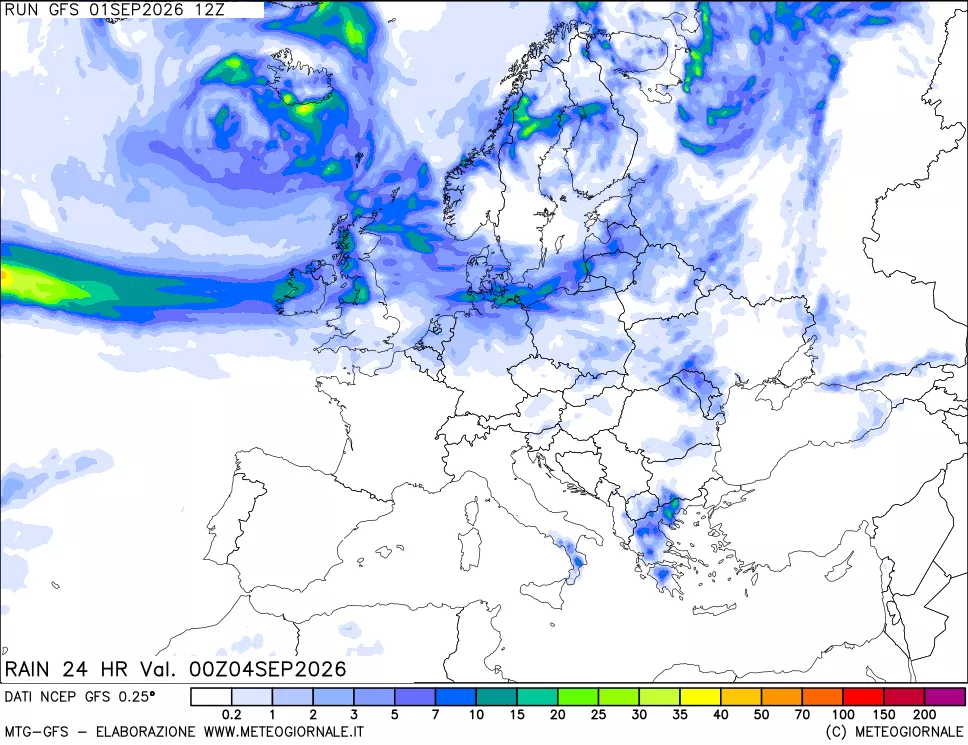 mappa Precipitazioni 24 ore precedenti