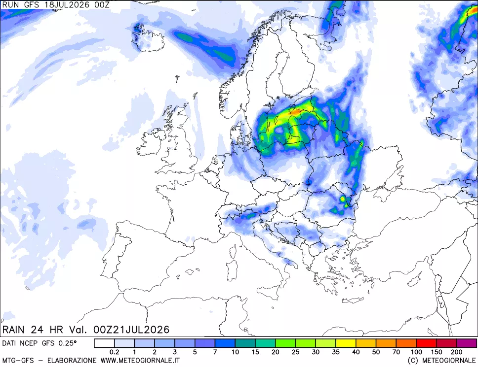 mappa Precipitazioni 24 ore precedenti