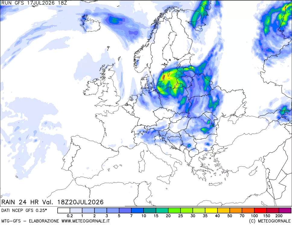 mappa Precipitazioni 24 ore precedenti