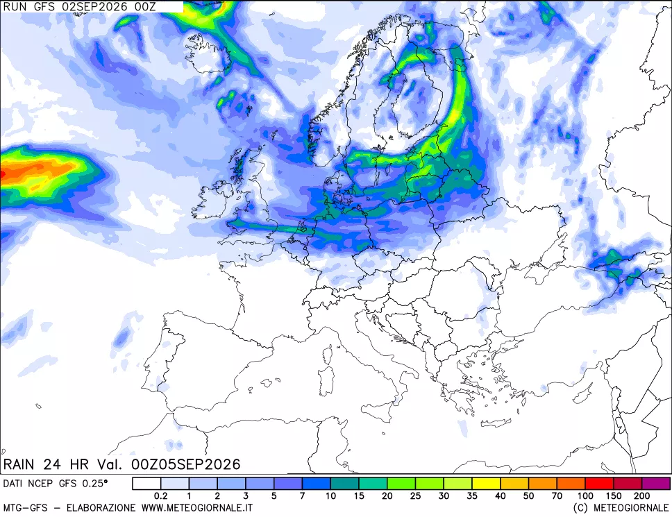 mappa Precipitazioni 24 ore precedenti