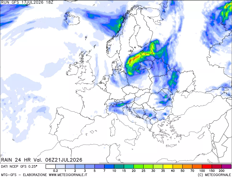 mappa Precipitazioni 24 ore precedenti