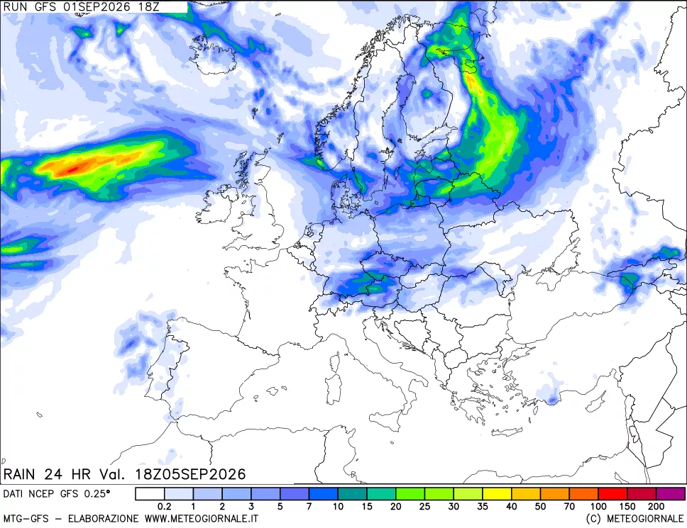mappa Precipitazioni 24 ore precedenti