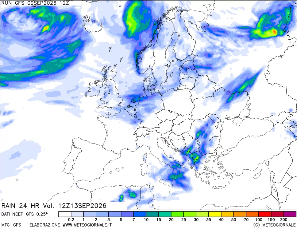 mappa Precipitazioni 24 ore precedenti