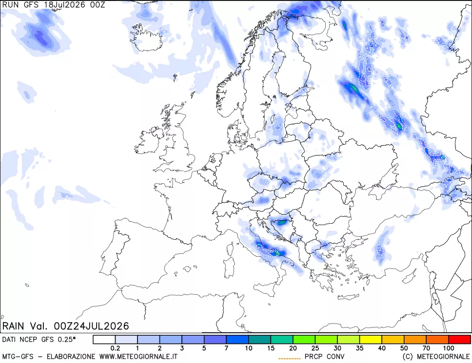 mappa Precipitazioni totali e convettive