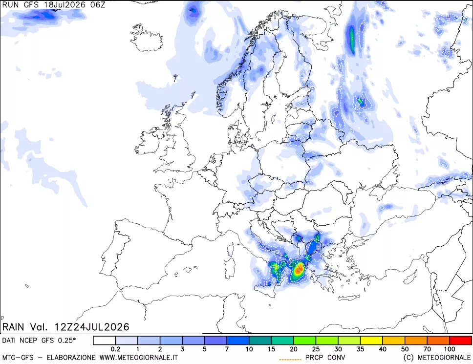 mappa Precipitazioni totali e convettive