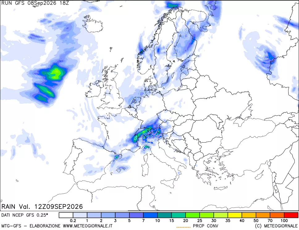 mappa Precipitazioni totali e convettive