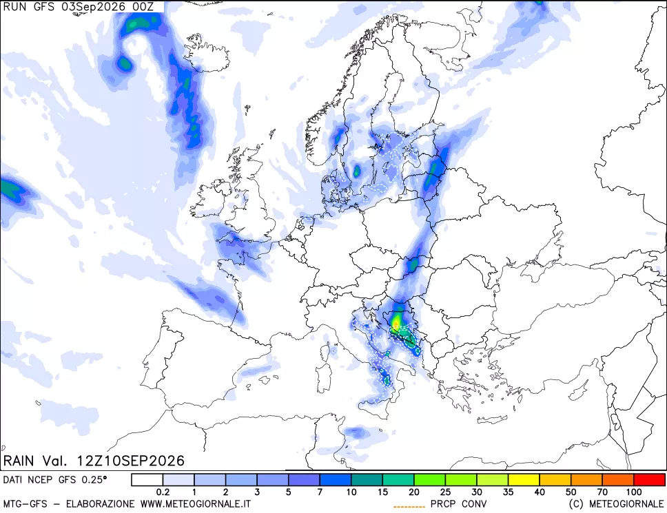 mappa Precipitazioni totali e convettive