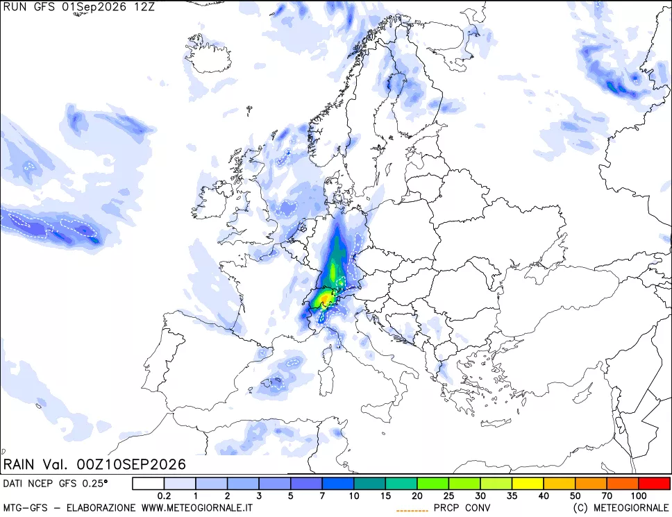 mappa Precipitazioni totali e convettive