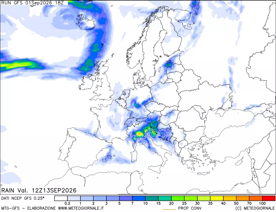mappa Precipitazioni totali e convettive
