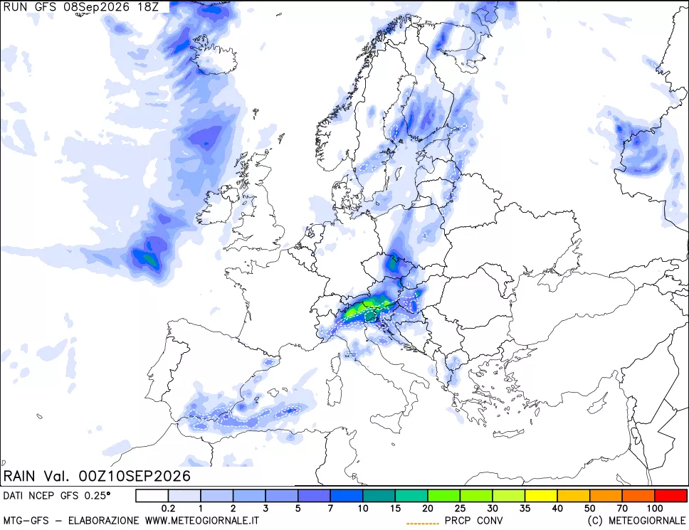 mappa Precipitazioni totali e convettive