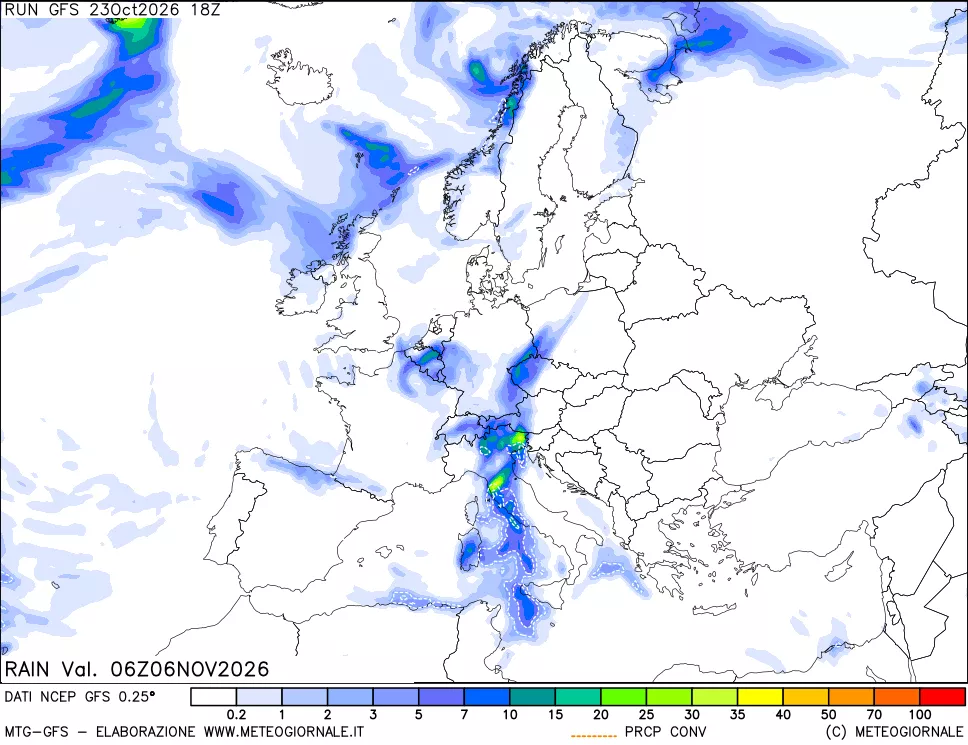 mappa Precipitazioni totali e convettive