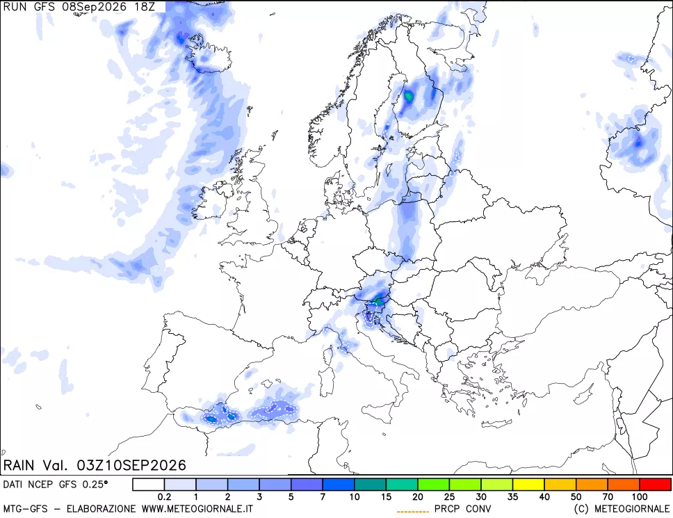 mappa Precipitazioni totali e convettive
