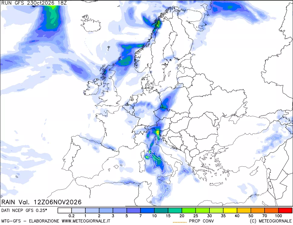 mappa Precipitazioni totali e convettive