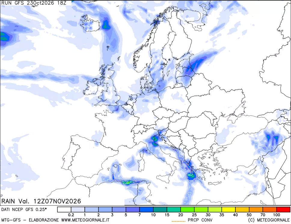 mappa Precipitazioni totali e convettive
