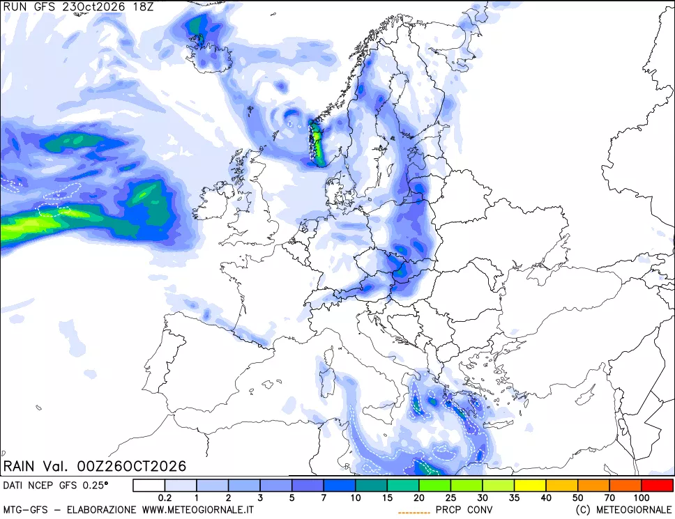 mappa Precipitazioni totali e convettive