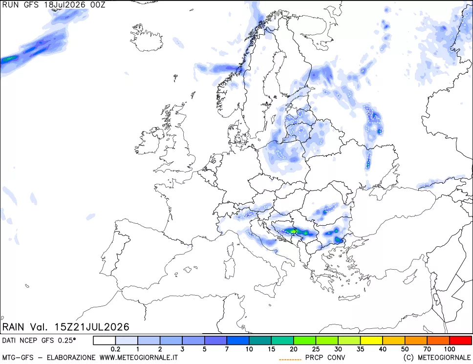 mappa Precipitazioni totali e convettive