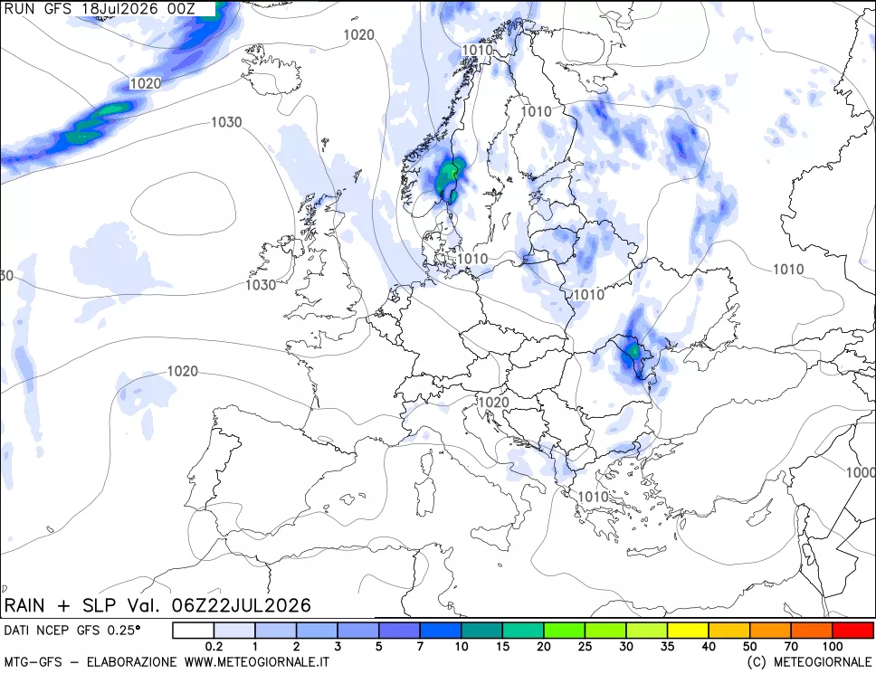 mappa Precipitazioni e pressione SLM
