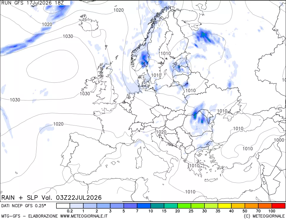mappa Precipitazioni e pressione SLM