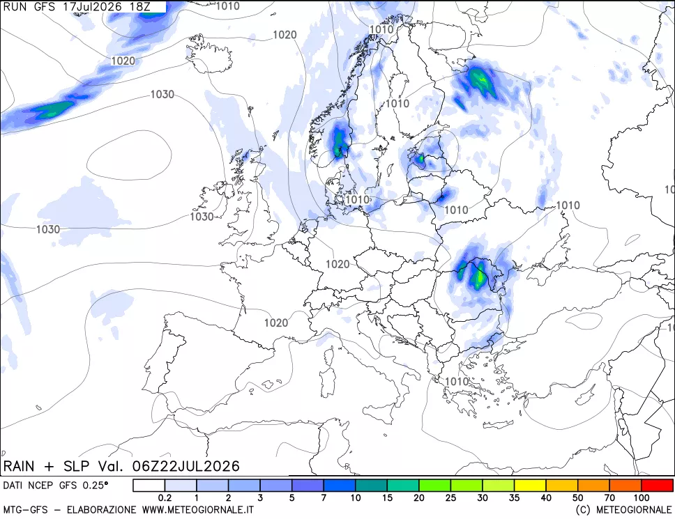 mappa Precipitazioni e pressione SLM