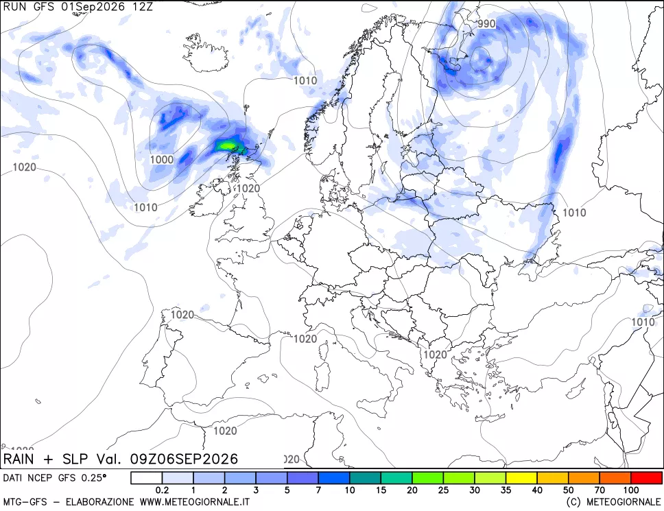 mappa Precipitazioni e pressione SLM