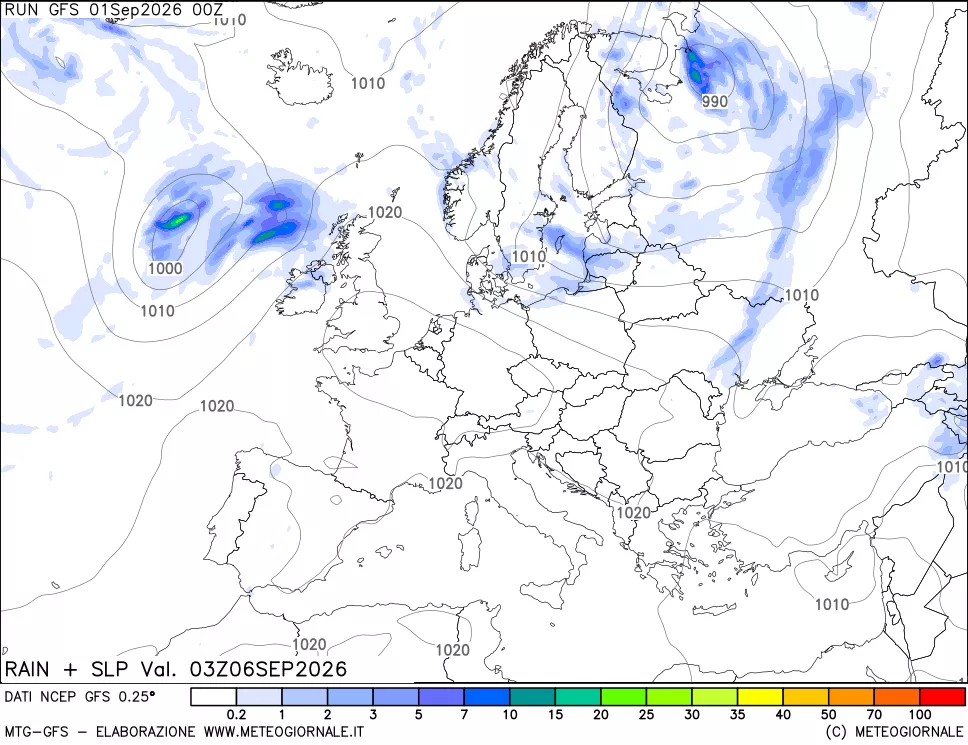 mappa Precipitazioni e pressione SLM