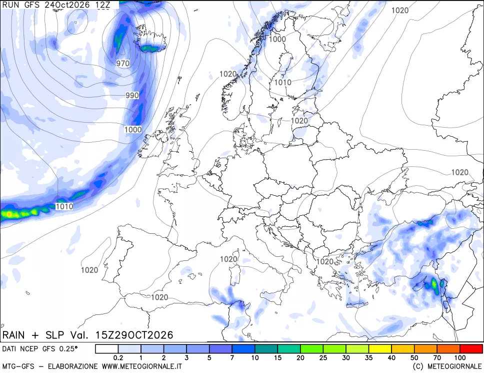 mappa Precipitazioni e pressione SLM