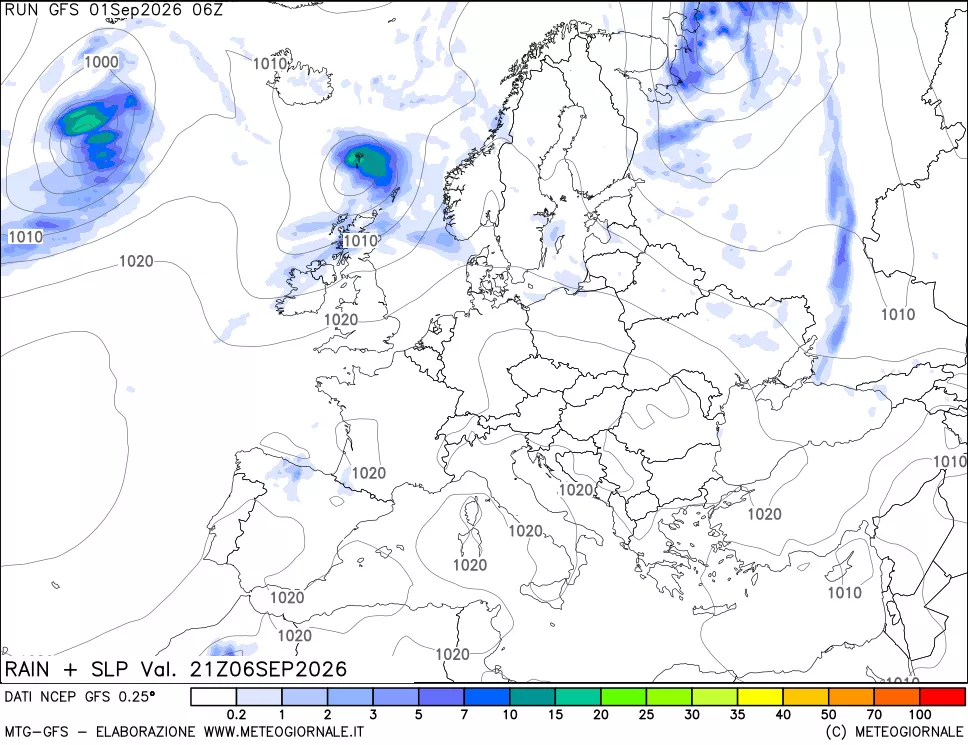 mappa Precipitazioni e pressione SLM