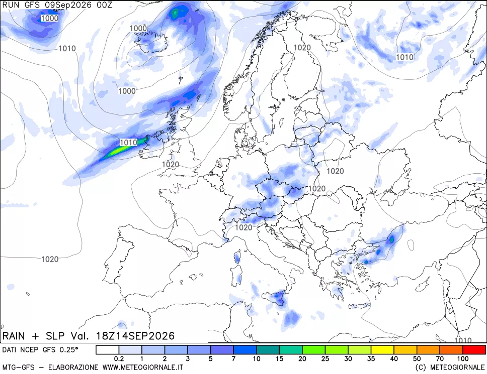 mappa Precipitazioni e pressione SLM