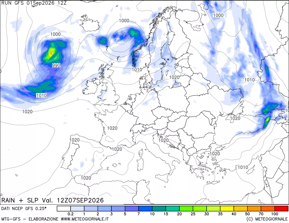 mappa Precipitazioni e pressione SLM