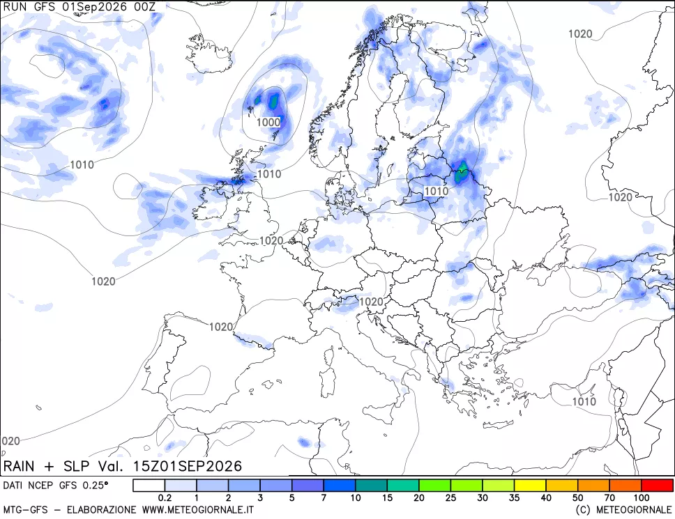 mappa Precipitazioni e pressione SLM