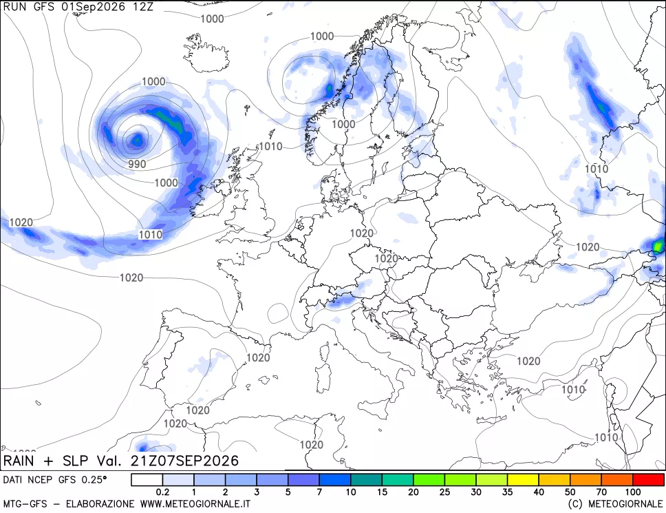 mappa Precipitazioni e pressione SLM