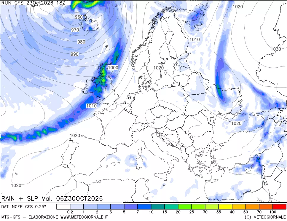 mappa Precipitazioni e pressione SLM