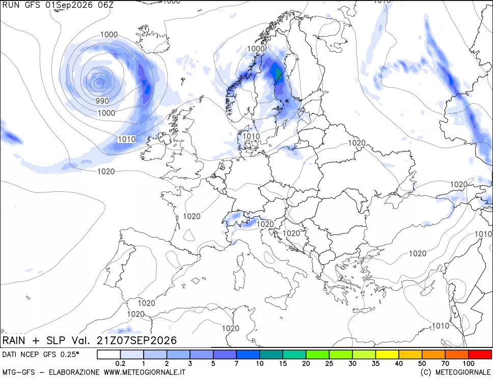 mappa Precipitazioni e pressione SLM