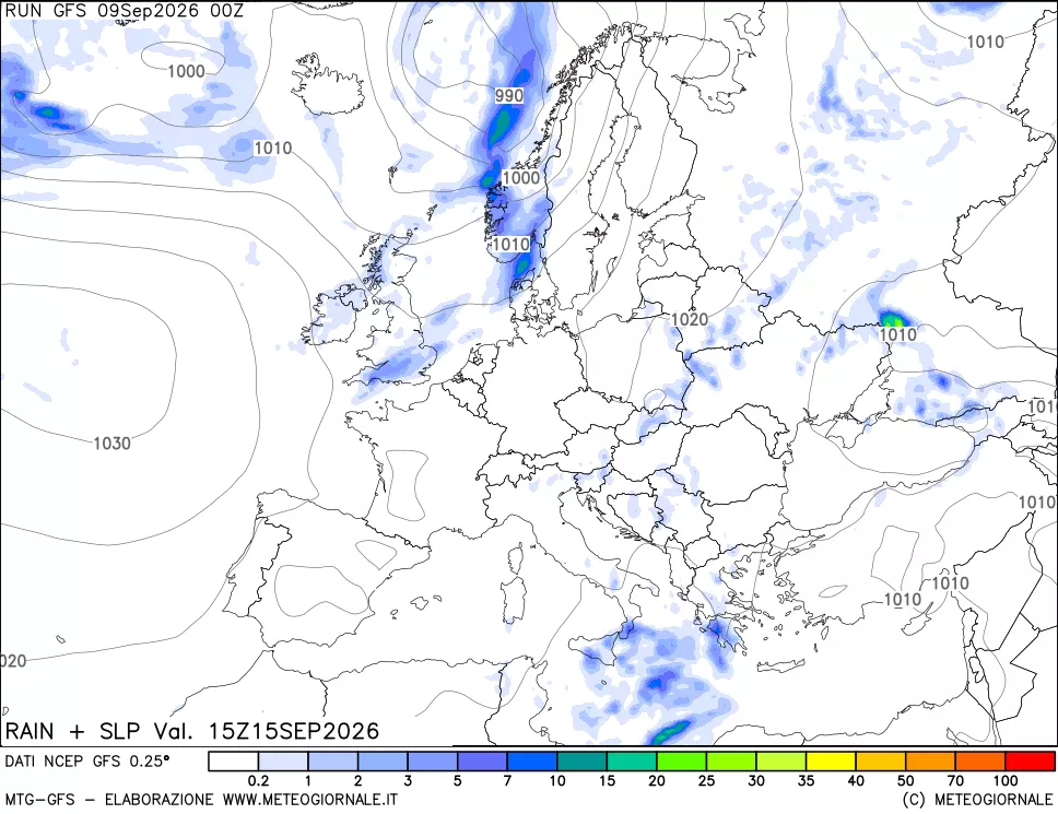 mappa Precipitazioni e pressione SLM