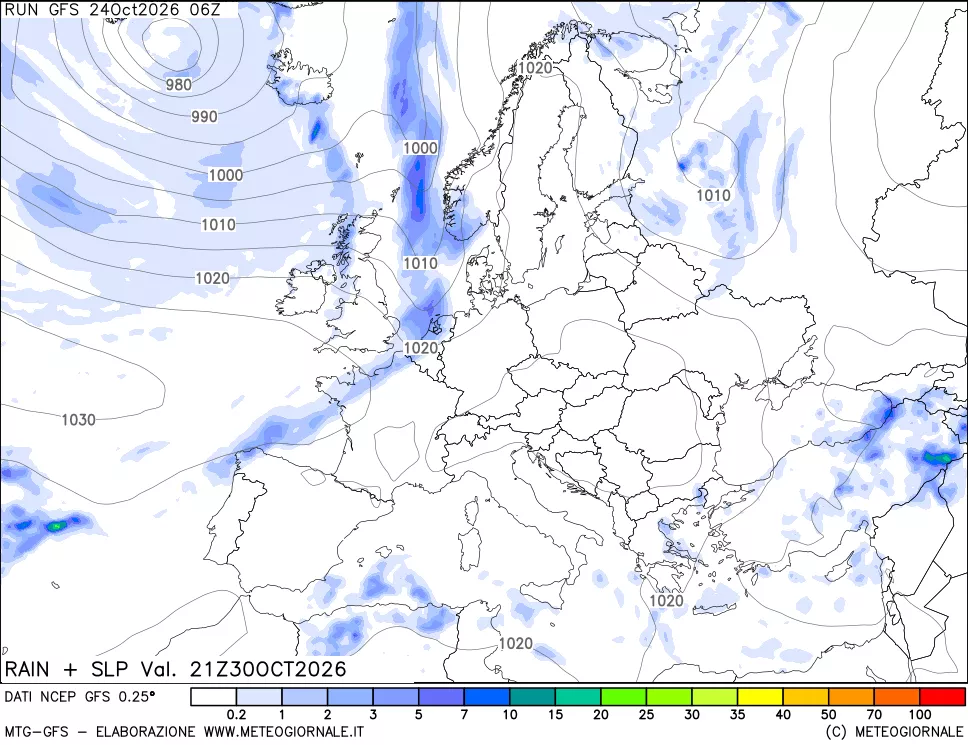 mappa Precipitazioni e pressione SLM