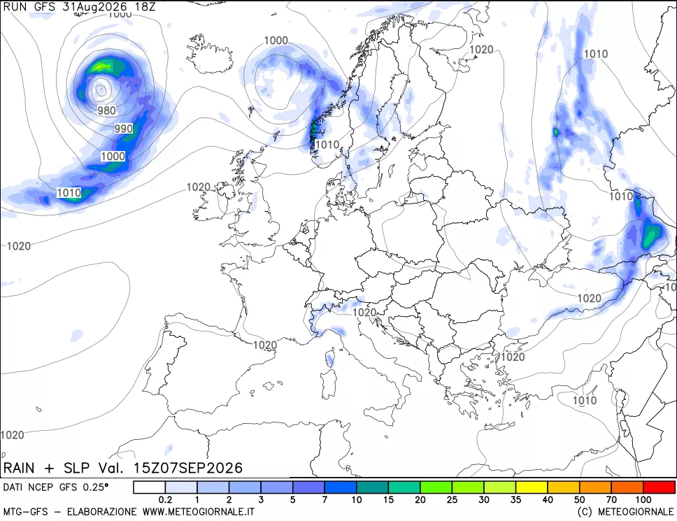 mappa Precipitazioni e pressione SLM