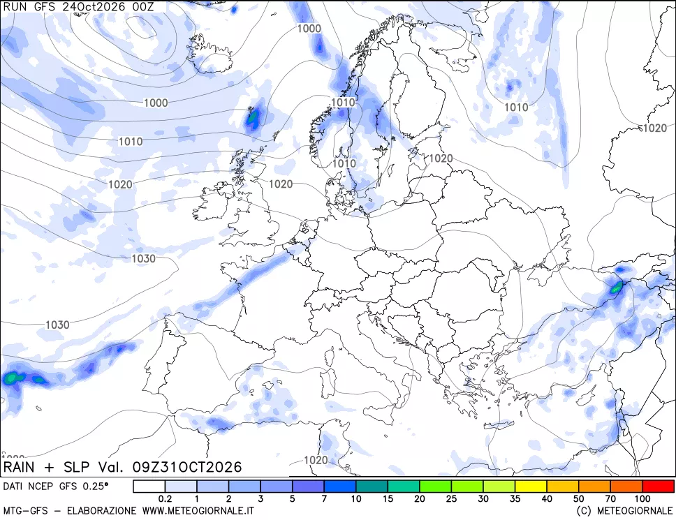mappa Precipitazioni e pressione SLM