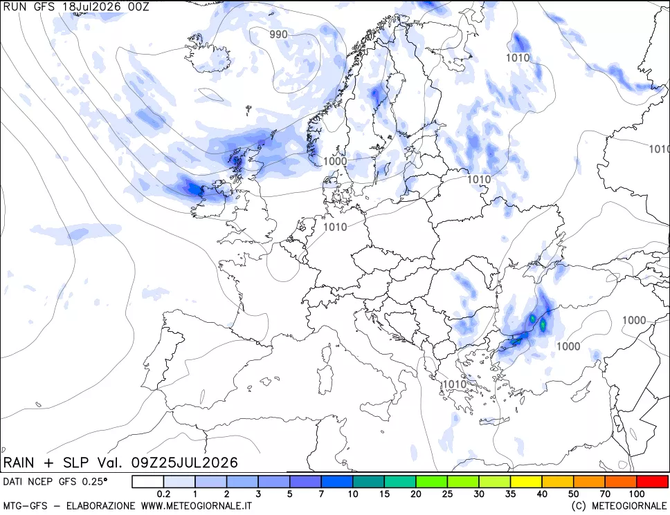 mappa Precipitazioni e pressione SLM