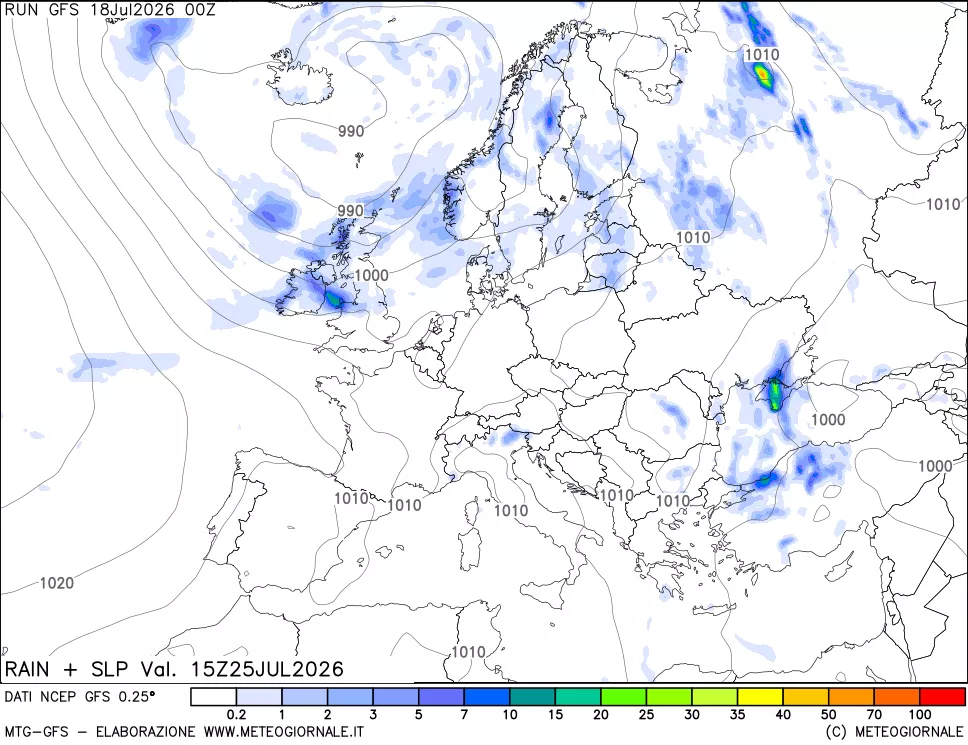 mappa Precipitazioni e pressione SLM