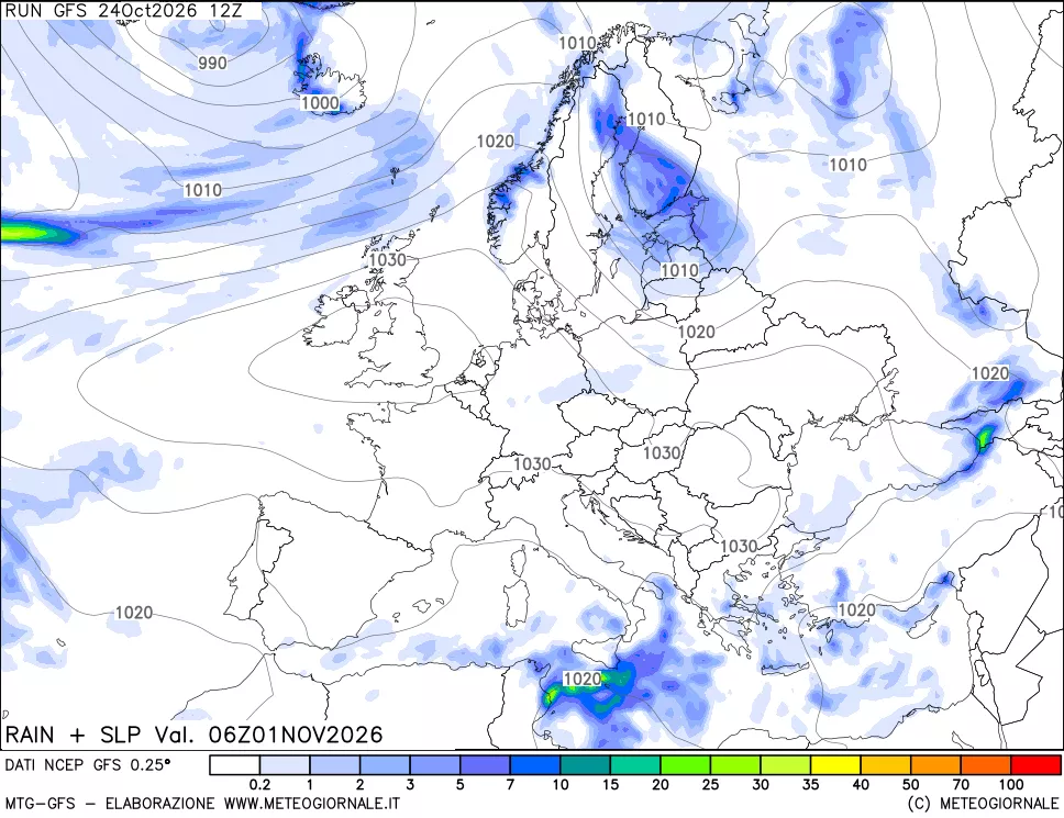 mappa Precipitazioni e pressione SLM