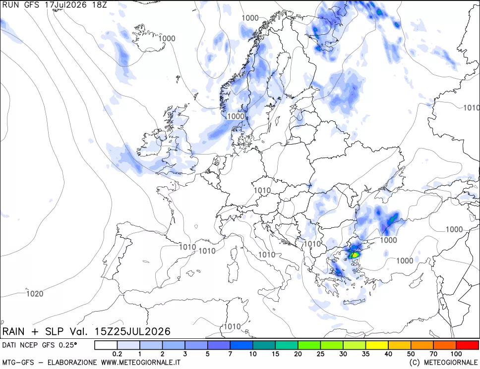 mappa Precipitazioni e pressione SLM